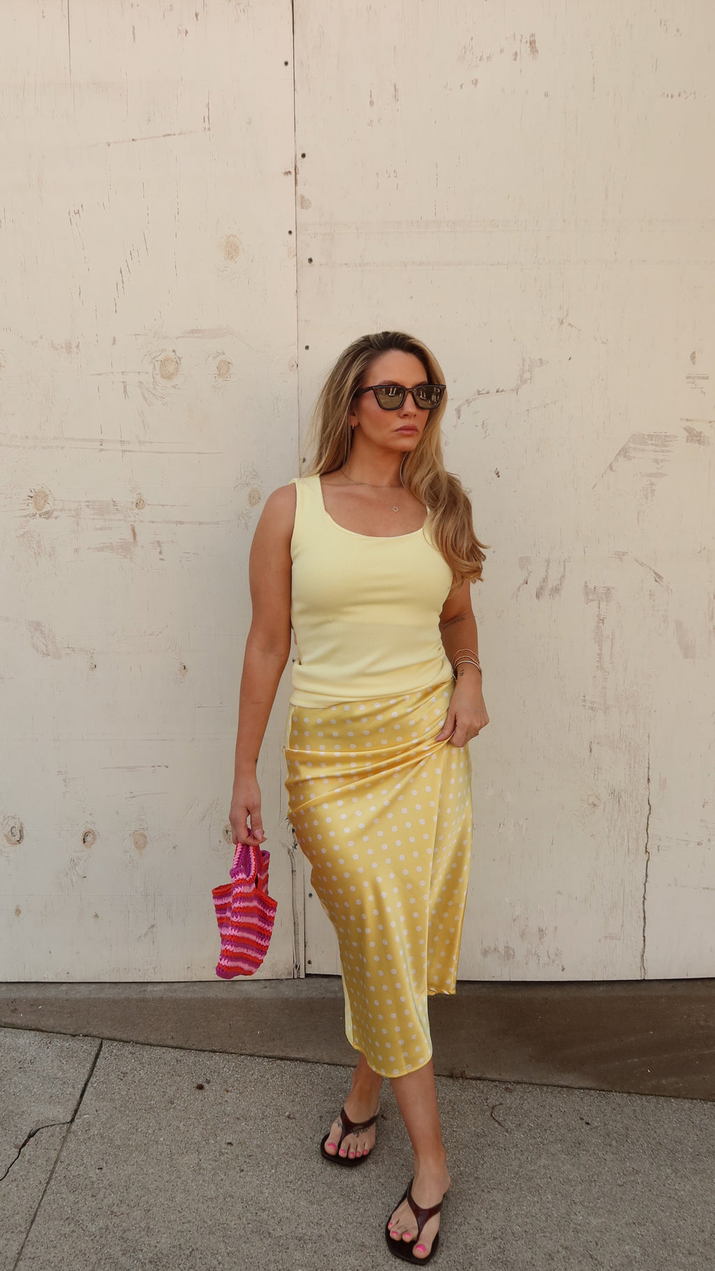 POLKA DOT MIDI SKIRT.