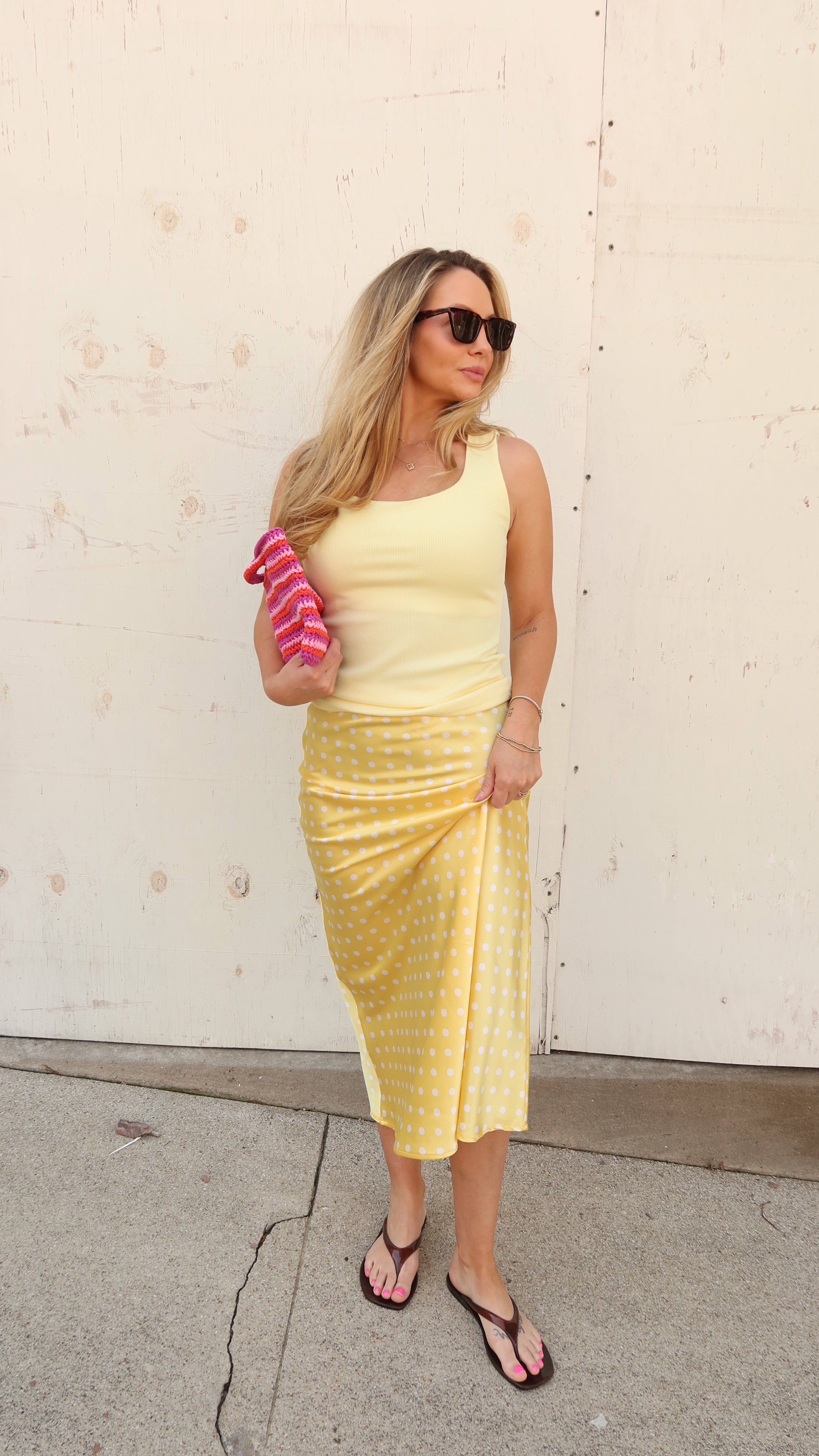 POLKA DOT MIDI SKIRT.