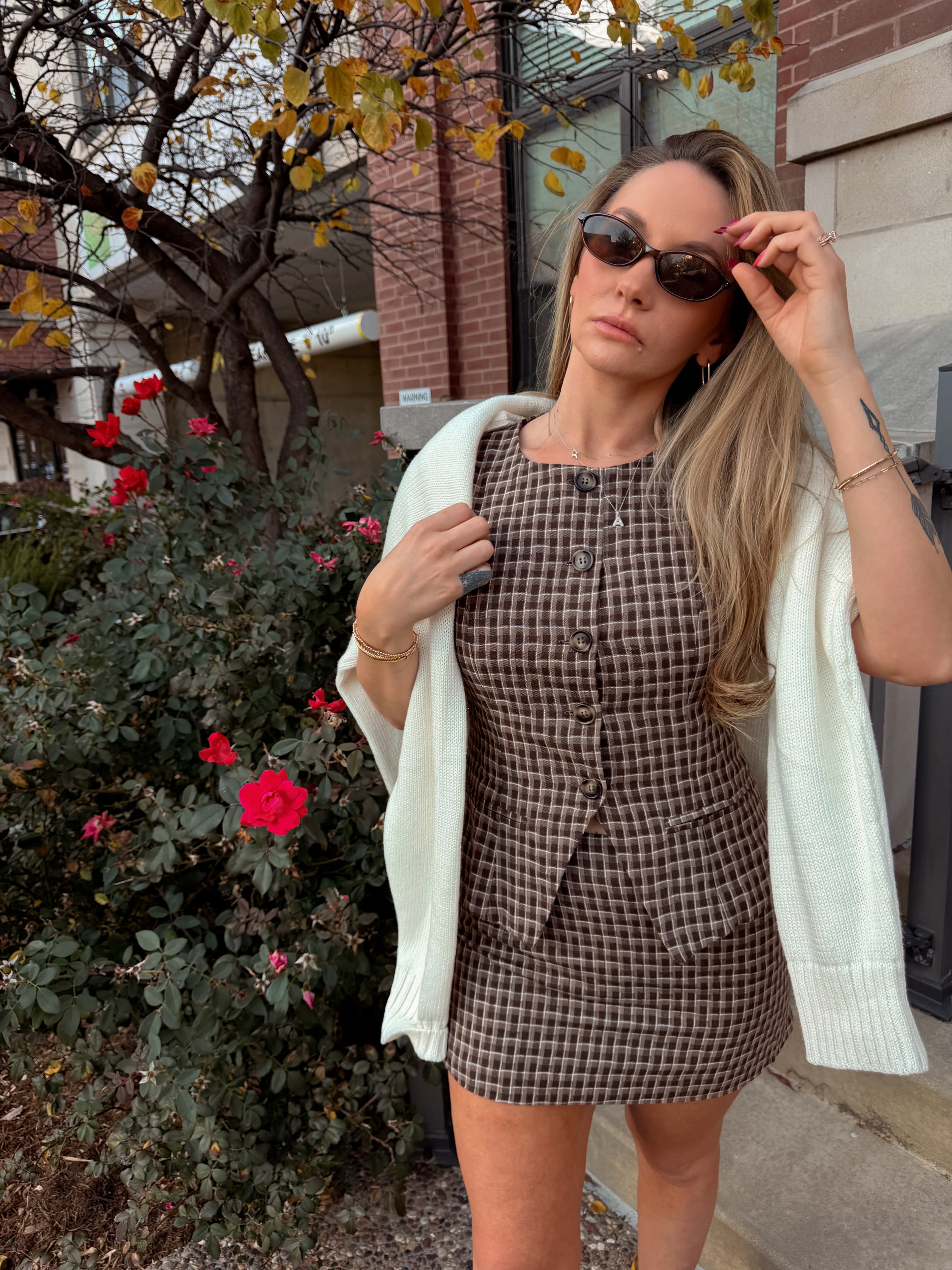 PERRY PLAID MINI SKIRT.