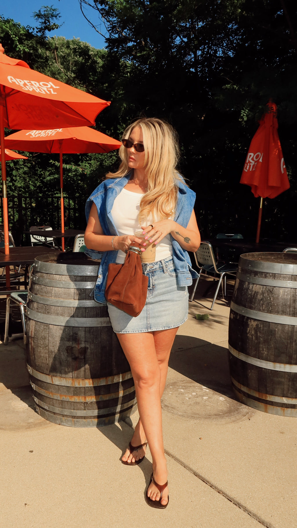 DENIM MINI SKIRT.