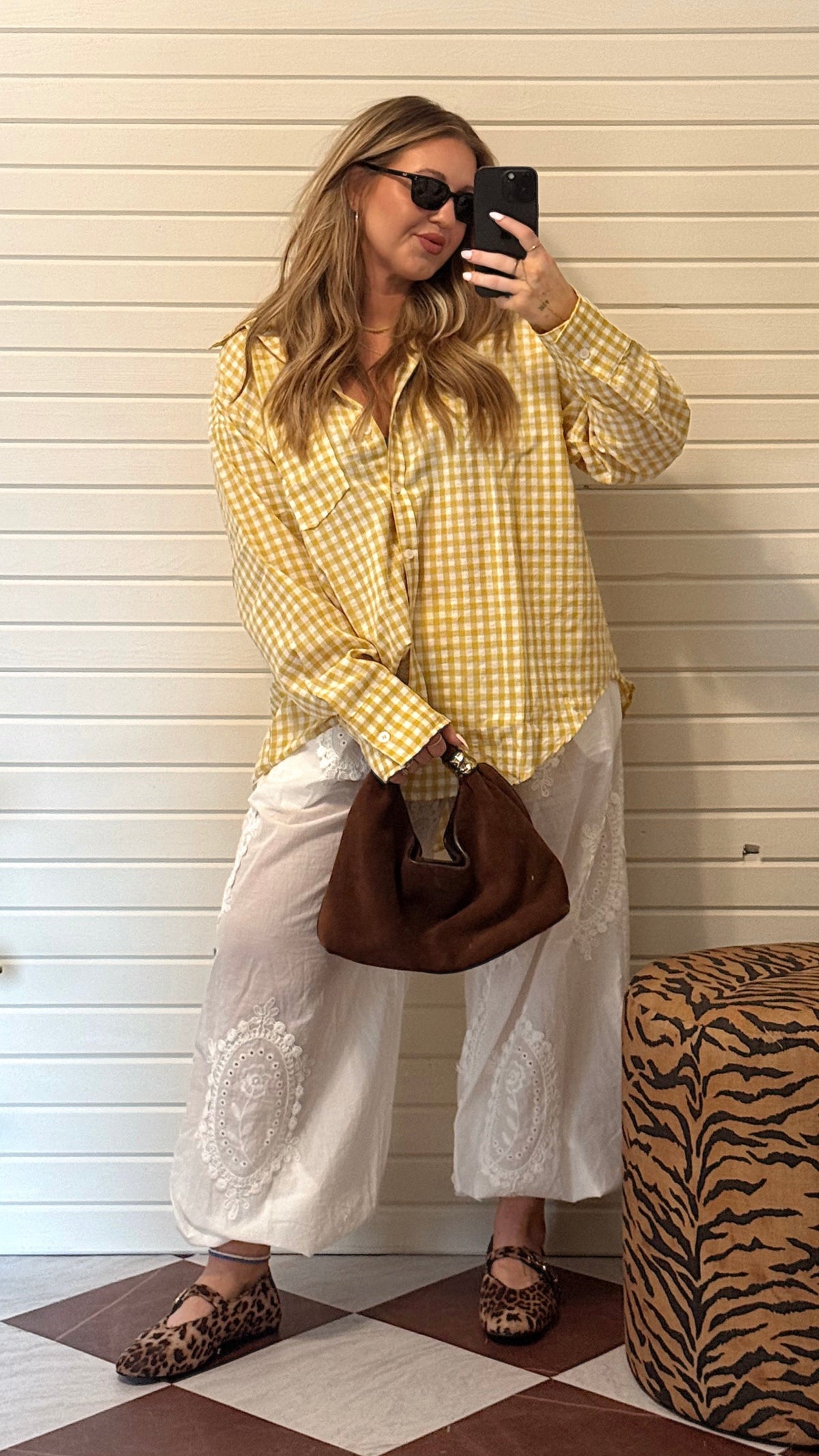 GINGHAM OVERSIZED BUTTON UP.