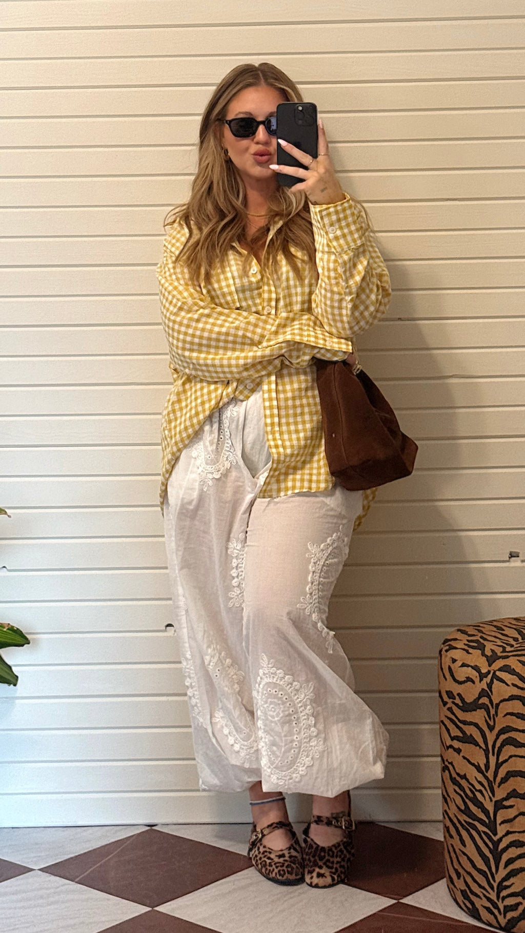 GINGHAM OVERSIZED BUTTON UP.