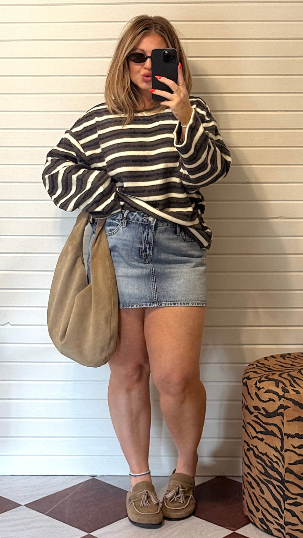 DENIM MINI SKIRT.