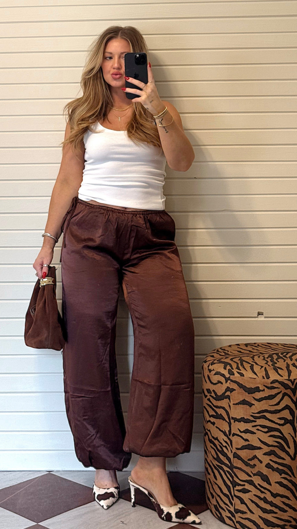 SADIE SATIN BALLOON PANTS.