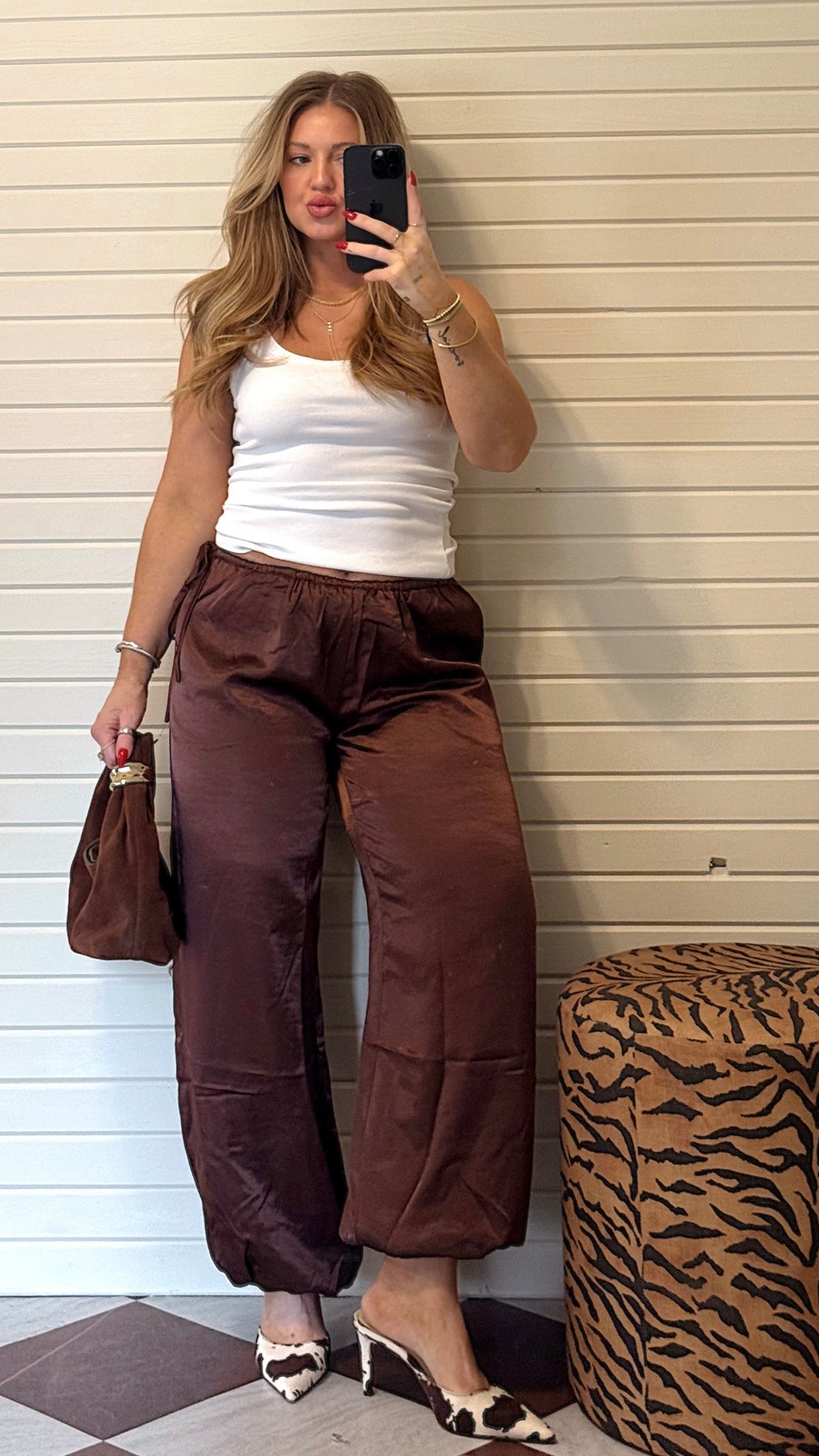 SADIE SATIN BALLOON PANTS.