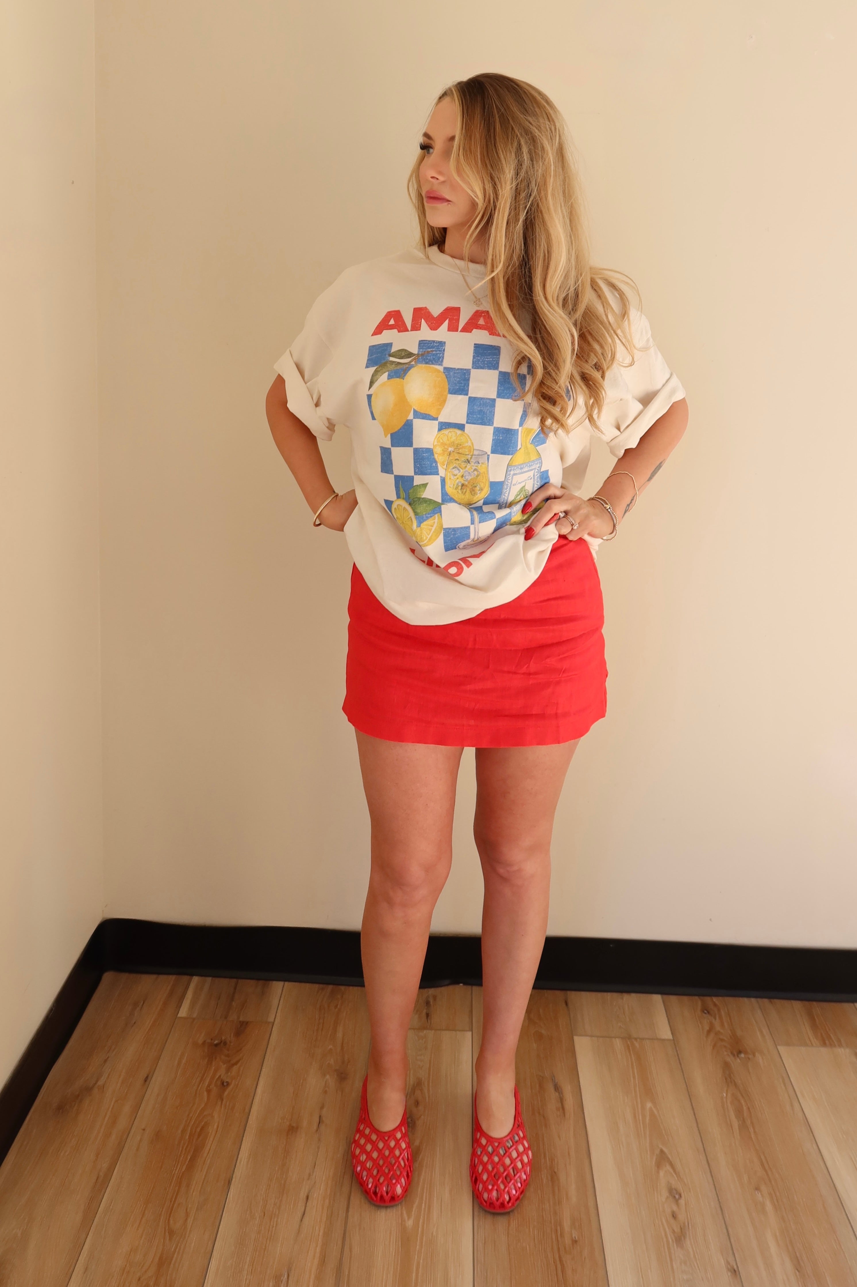 MARINA LINEN MINI SKORT.