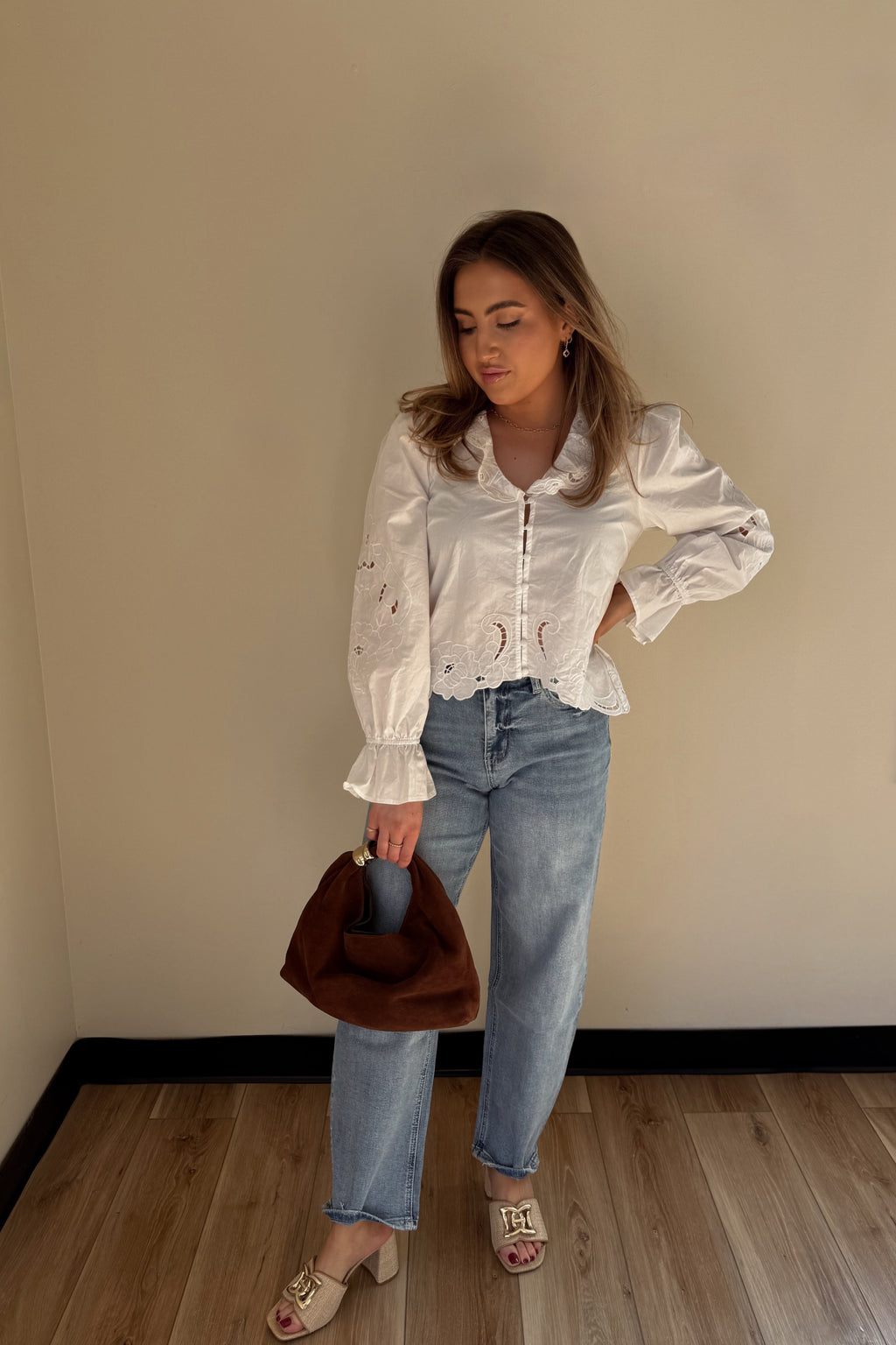 SUNSET EYELET TOP.