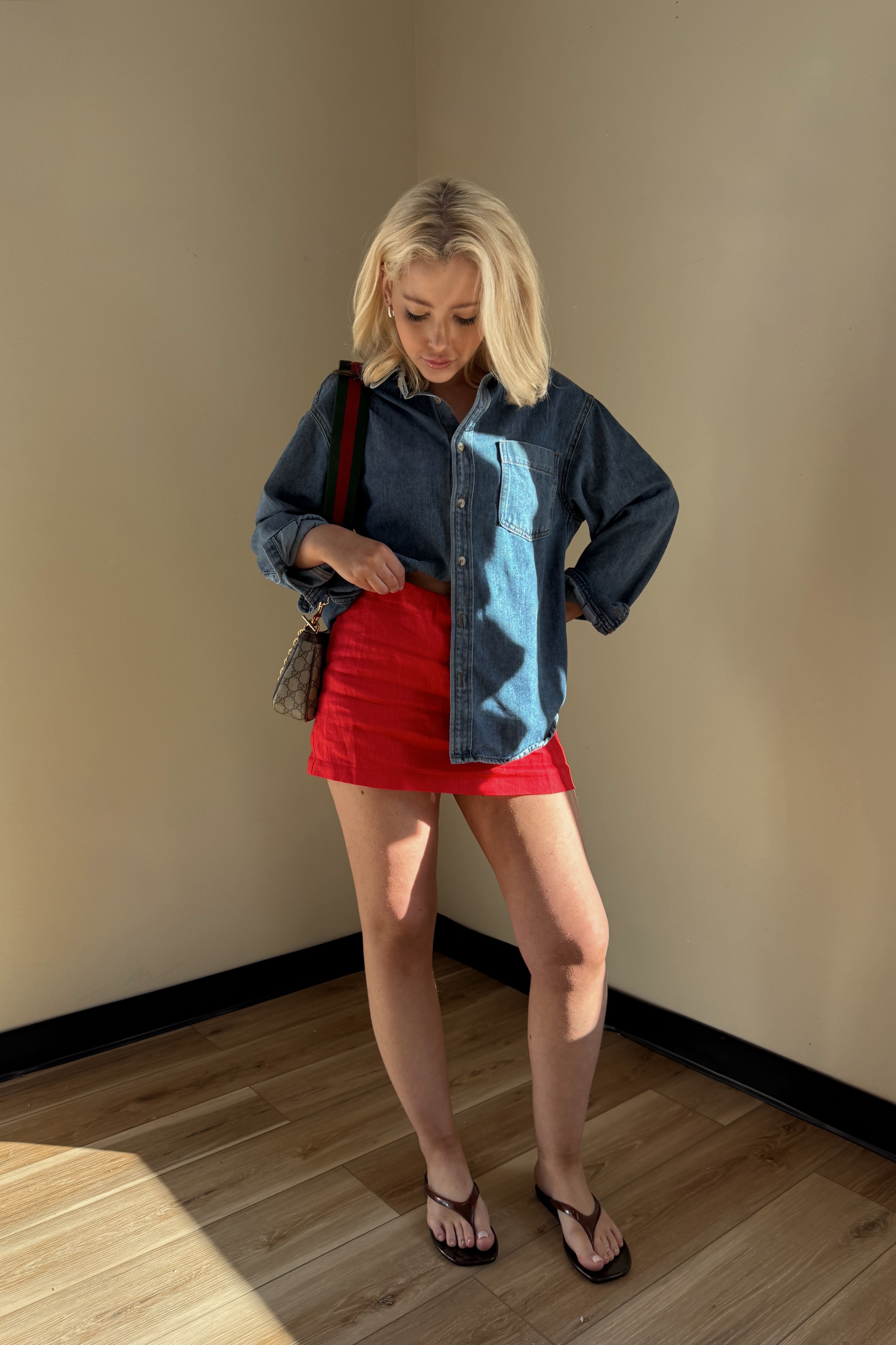 MARINA LINEN MINI SKORT.