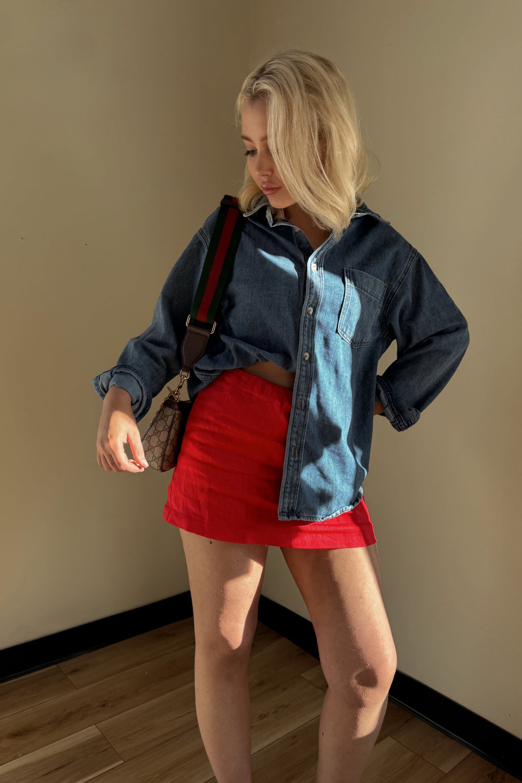 MARINA LINEN MINI SKORT.