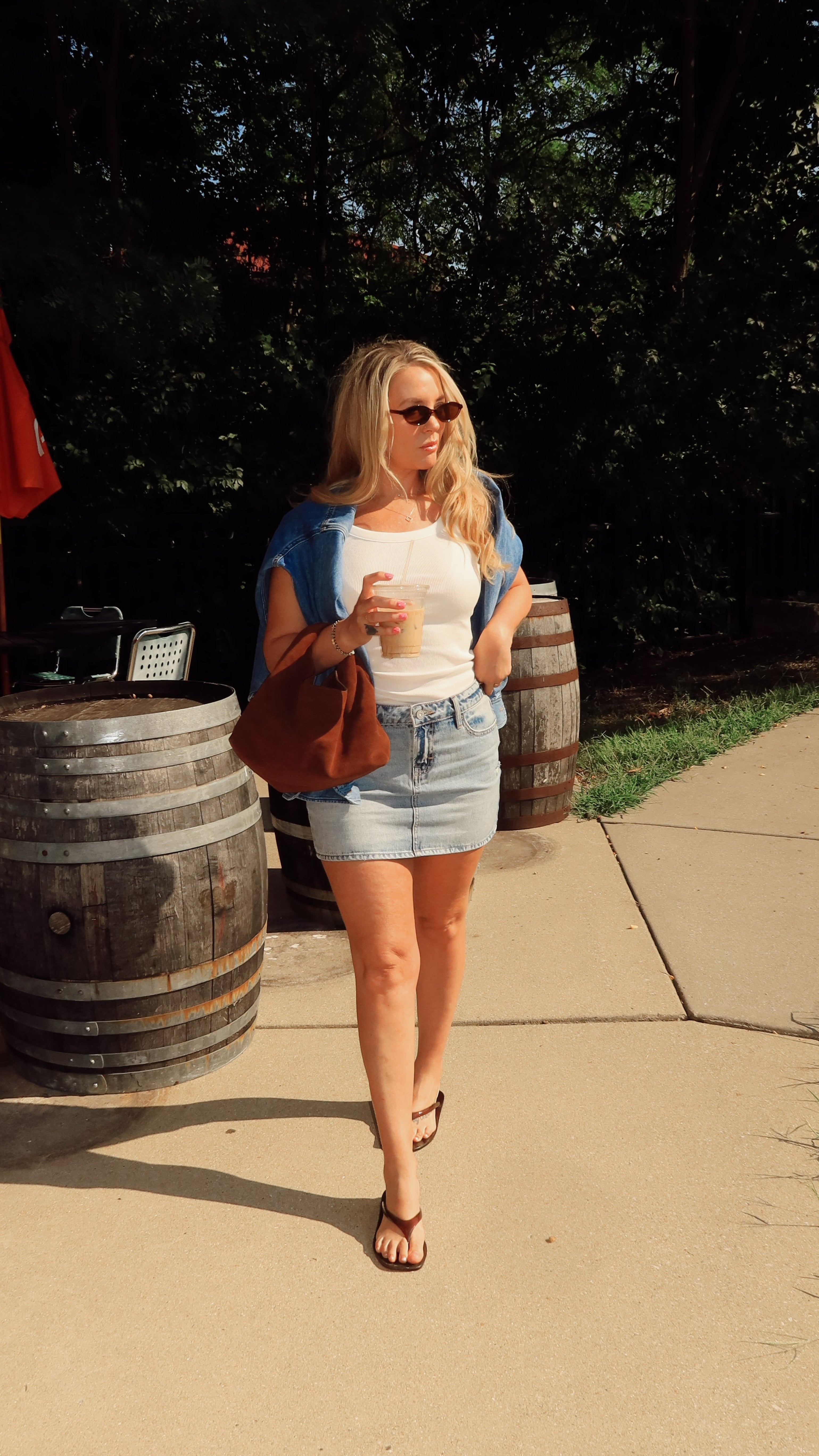 DENIM MINI SKIRT.