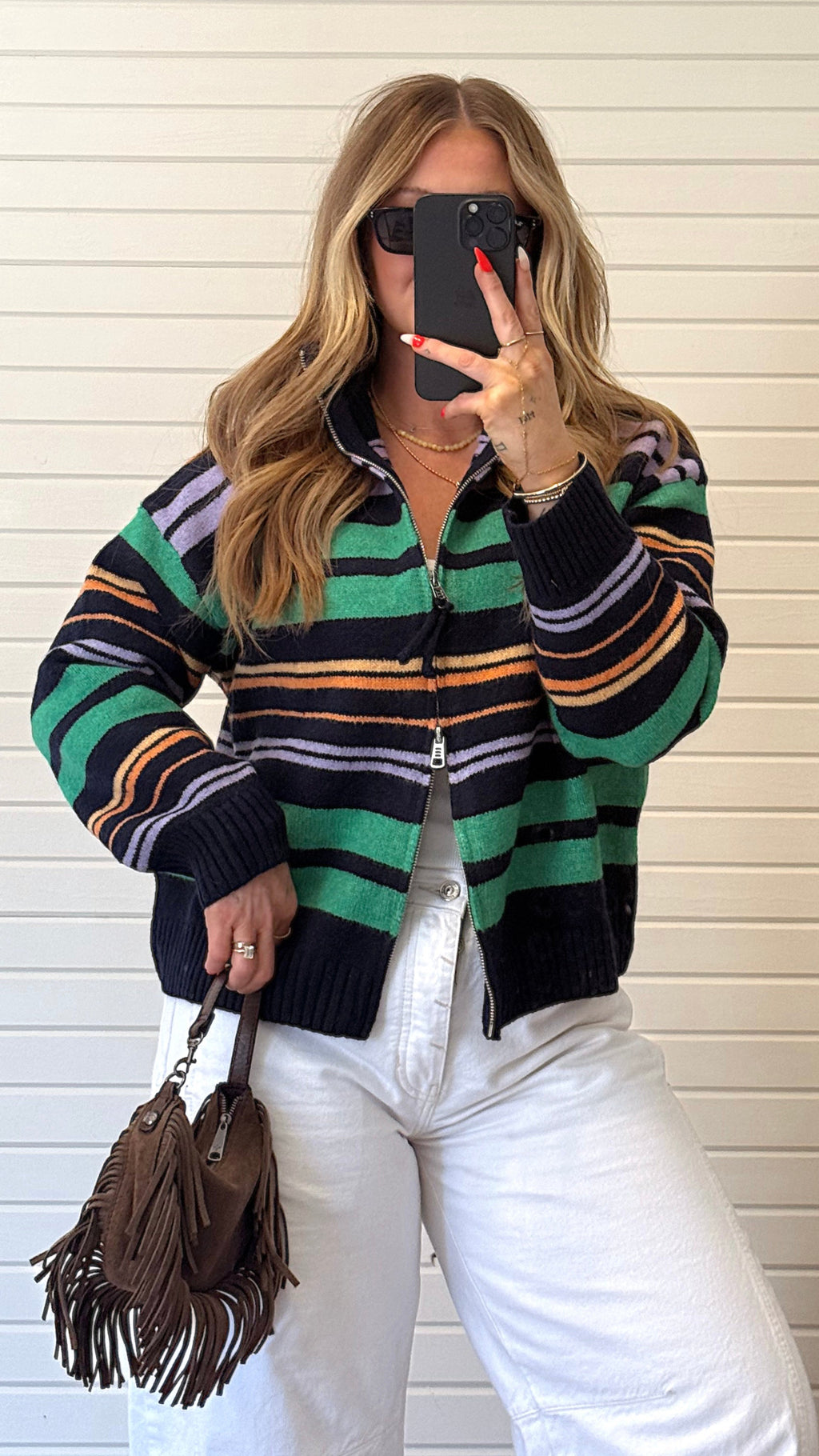MAXX STRIPED MOCK NECK.