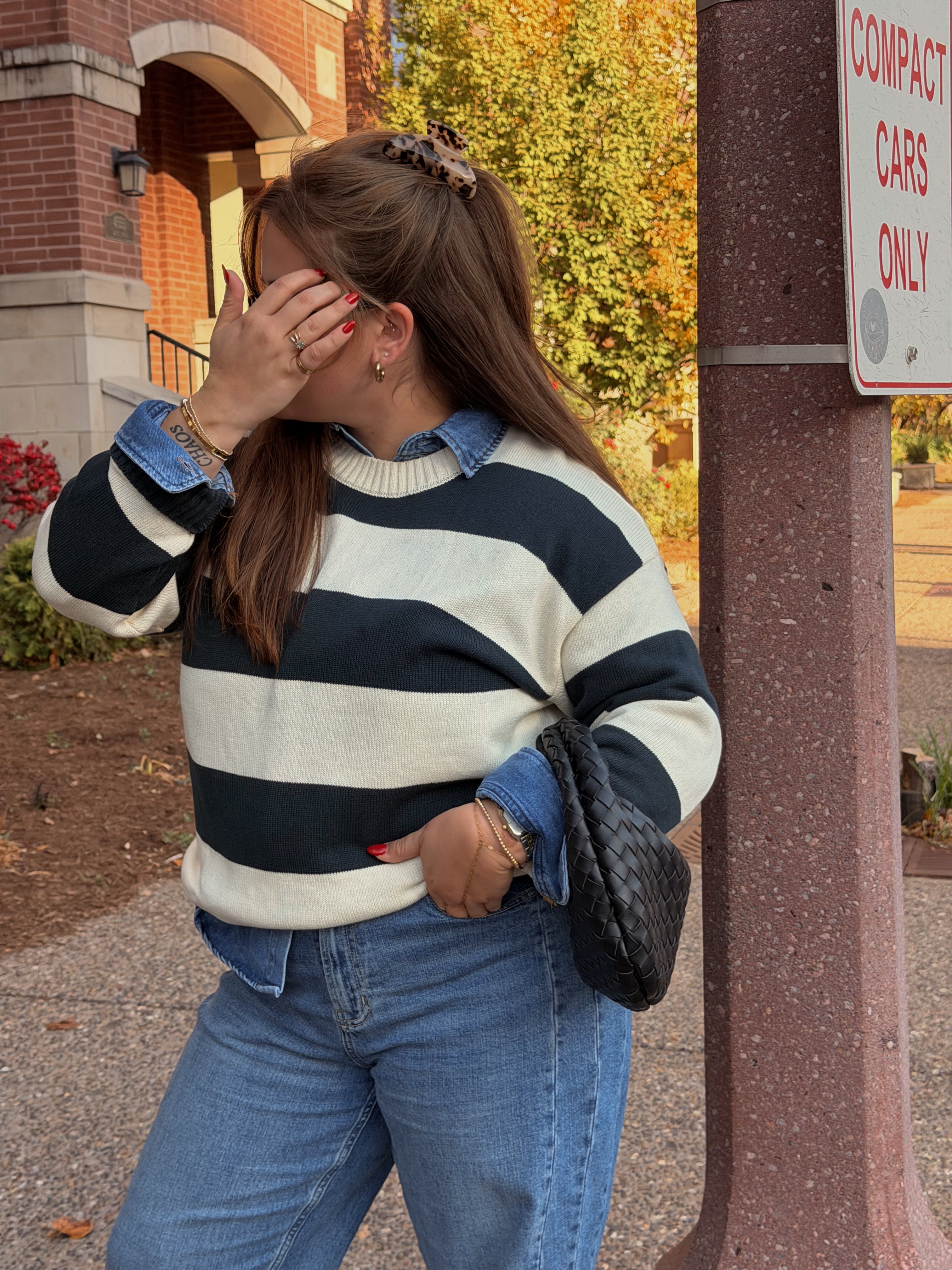 SUTTON STRIPED SWEATER.